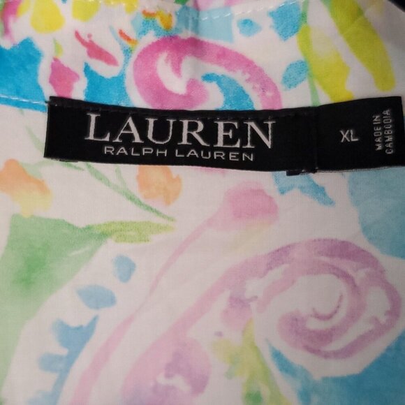Lauren Ralph Lauren Sleep Shirt Women's‎ Size XL Paisley Long Sleeve Watercolor - Picture 3 of 13